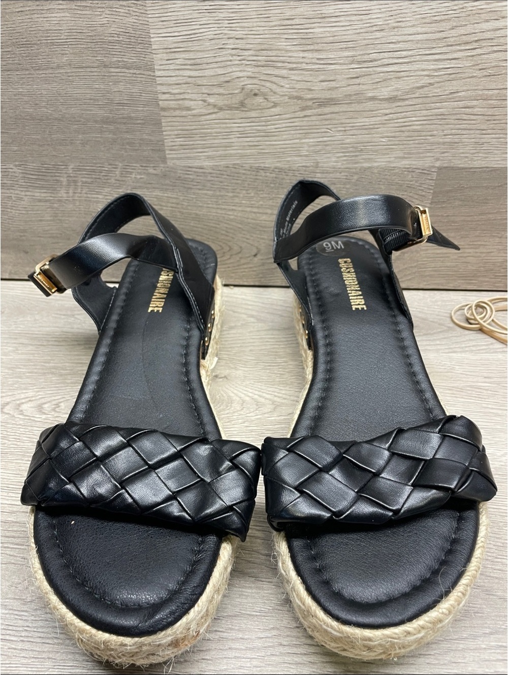 Woven Black Espadrille Ankle-Strap Sandals - Women #1377